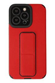 CepteToptan iPhone 13 Pro Max Kılıf Mega Standlı Silikon - Kırmızı - DROPX8920-7025