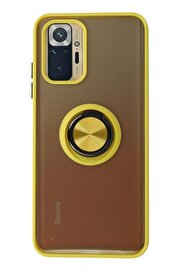 CepteToptan Xiaomi Redmi Note 10 Kılıf Montreal Yüzüklü Silikon Kapak - Sarı - DROPX5174-1240
