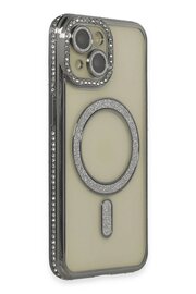 CepteToptan iPhone 15 Kılıf Joke Simli Magneticsafe Kılıf - Gri - DROPX3099-4481