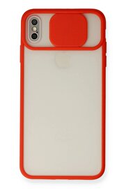 CepteToptan iPhone XS Max Kılıf Palm Buzlu Kamera Sürgülü Silikon - Kırmızı - DROPX6029-9246