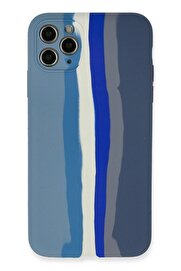 CepteToptan iPhone 11 Pro Kılıf Ebruli Lansman Silikon - Mavi-Gri - DROPX2235-3349
