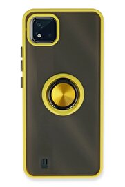 CepteToptan Realme C11 2021 Kılıf Montreal Yüzüklü Silikon Kapak - Sarı - DROPX2426-3805