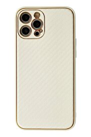 CepteToptan iPhone 12 Pro Kılıf Coco Karbon Silikon - Beyaz - DROPX4315-3537