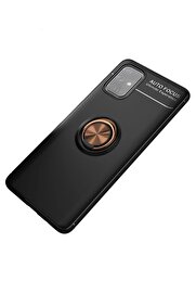 CepteToptan Samsung Galaxy M31S Kılıf Range Yüzüklü Silikon - Siyah-Gold - DROPX3275-7193