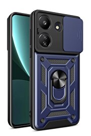 CepteToptan Xiaomi Redmi 13C Kılıf Pars Lens Yüzüklü Silikon - Lacivert - DROPX5325-1772