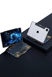 CepteToptan JP11 iPad Pro 11 (2022) Kılıf Vales Dönen Ledli Klavyeli Tablet Kılıfı - S - DROPX1820-1992