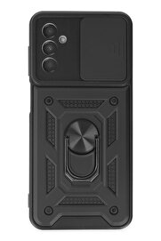 CepteToptan Samsung Galaxy A04S Kılıf Pars Lens Yüzüklü Silikon - Siyah - DROPX3295-8611