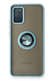 CepteToptan Samsung Galaxy A02S Kılıf Montreal Yüzüklü Silikon Kapak - Buz Mavi - DROPX4528-8451