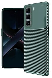 CepteToptan İnfinix Hot 50 4G Kılıf Auto Focus Karbon Kapak - Koyu Yeşil - DROPX5368-1244