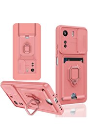 CepteToptan Xiaomi Redmi 13C Kılıf Zuma Kartvizitli Yüzüklü Silikon - Pembe - DROPX8986-8518
