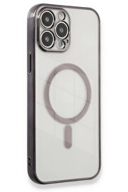 CepteToptan iPhone 13 Pro Max Kılıf Magneticsafe Lazer Silikon - Siyah - DROPX7764-2464