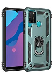 CepteToptan Huawei Y6P Kılıf Sofya Yüzüklü Silikon Kapak - Yeşil - DROPX6333-4658