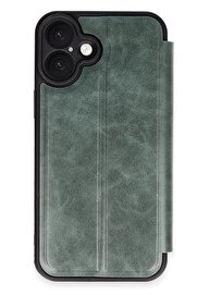 CepteToptan iPhone 16 Plus Kılıf Flip Cover - Koyu Yeşil - DROPX9325-7074