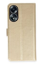 CepteToptan Oppo A58 Kılıf Trend S Plus Kapaklı Kılıf - Gold - DROPX9686-9180