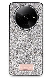 CepteToptan Xiaomi Redmi A3 4G Bright Simli Kapak - Gümüş - DROPX5409-9355 Uyumlu