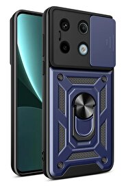 CepteToptan Xiaomi Poco X6 Pro Kılıf Pars Lens Yüzüklü Silikon - Lacivert - DROPX6966-5543