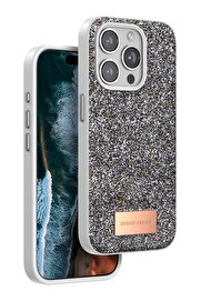CepteToptan iPhone 15 Pro Bright Simli Kapak - Gümüş - DROPX8935-3354