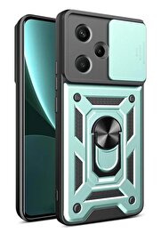 CepteToptan Xiaomi Redmi Note 13 Pro Plus Kılıf Pars Lens Yüzüklü Silikon - Yeşil - DROPX8188-7592