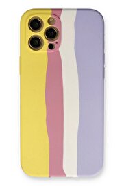 CepteToptan iPhone 12 Pro Max Kılıf Ebruli Lansman Silikon - Sarı-Mavi - DROPX6530-9647