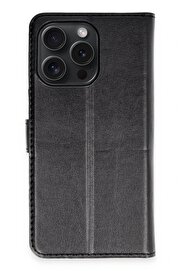 CepteToptan iPhone 15 Pro Max Kılıf Trend S Plus Kapaklı Kılıf - Siyah - DROPX7381-4180