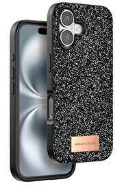 CepteToptan iPhone 16 Bright Simli Kapak - Siyah - DROPX4409-8851