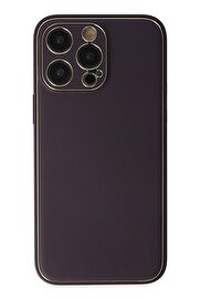 CepteToptan iPhone 13 Pro Kılıf Coco Deri Silikon Kapak - Derin Mor - DROPX1462-9305