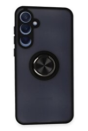 CepteToptan Samsung Galaxy A25 5G Kılıf Montreal Yüzüklü Silikon Kapak - Siyah - DROPX5816-7035