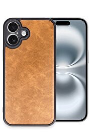CepteToptan iPhone 16 Plus Kılıf Aras Deri Kapak - Taba - DROPX4601-4308