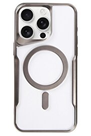 CepteToptan iPhone 16 Pro Kılıf Boyi Magsafe Silikon Kapak - Titan Gri - DROPX4547-1026
