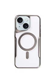 CepteToptan iPhone 15 Plus Kılıf Boyi Magsafe Silikon Kapak - Titan Gri - DROPX9956-6702
