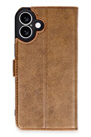 CepteToptan iPhone 16 Plus Kılıf Trend S Plus Kapaklı Kılıf - Taba - DROPX7913-3853