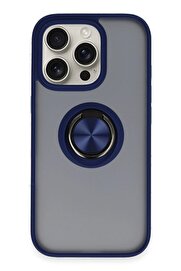 CepteToptan iPhone 16 Pro Kılıf Montreal Yüzüklü Silikon Kapak - Lacivert - DROPX6830-2575