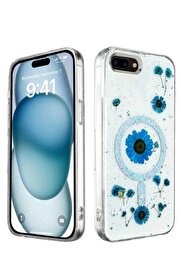 CepteToptan iPhone 7 Plus Kılıf Daisy Simli Magsafe Kapak - Mavi - DROPX3159-1782