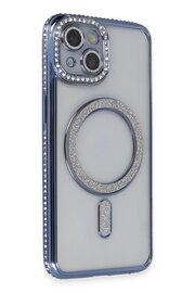 CepteToptan iPhone 14 Kılıf Joke Simli Magneticsafe Kılıf - Mavi - DROPX1436-6951