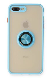 CepteToptan iPhone 7 Plus Kılıf Montreal Yüzüklü Silikon Kapak - Buz Mavi - DROPX4886-1333