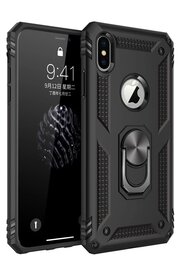 CepteToptan iPhone XS Max Kılıf Sofya Yüzüklü Silikon Kapak - Siyah - DROPX2206-9603