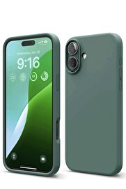 CepteToptan iPhone 16 Kılıf Nano içi Kadife Silikon - Koyu Yeşil - DROPX7509-7171