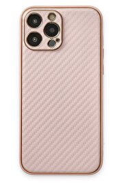 CepteToptan iPhone 13 Pro Kılıf Coco Karbon Silikon - Pembe - DROPX2407-5013