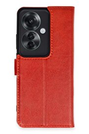 CepteToptan Oppo Reno 11F Kılıf Trend S Plus Kapaklı Kılıf - Kırmızı - DROPX2169-2193