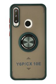 CepteToptan Huawei Y6P Kılıf Montreal Yüzüklü Silikon Kapak - Yeşil - DROPX7091-7010