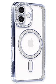 CepteToptan iPhone 16 Kılıf Joke Simli Magneticsafe Kılıf - Mavi - DROPX6253-4354