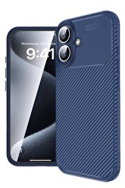 CepteToptan iPhone 16 Plus Kılıf Auto Focus Karbon Kapak - Lacivert - DROPX7540-4741