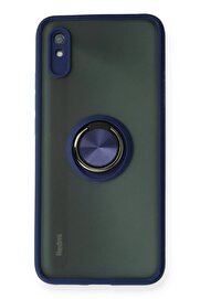 CepteToptan Xiaomi Redmi 9A Kılıf Montreal Yüzüklü Silikon Kapak - Lacivert - DROPX4763-2073