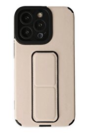 CepteToptan iPhone 13 Pro Kılıf Mega Standlı Silikon - Gold - DROPX3184-3756