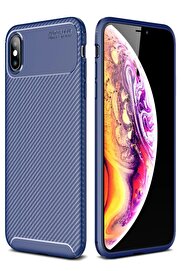 CepteToptan iPhone XS Max Kılıf Auto Focus Karbon Kapak - Lacivert - DROPX8766-9413