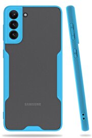 CepteToptan Samsung Galaxy S21 Plus Kılıf Platin Silikon - Mavi - DROPX3884-3882