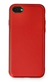 CepteToptan iPhone 7 Kılıf Coco Deri Silikon Kapak - Kırmızı - DROPX4491-8035