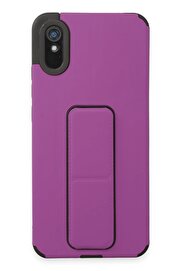 CepteToptan Xiaomi Redmi 9A Kılıf Mega Standlı Silikon - Mor - DROPX7190-3572