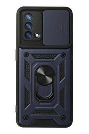 CepteToptan Oppo A74 4G Kılıf Pars Lens Yüzüklü Silikon - Lacivert - DROPX1829-1907