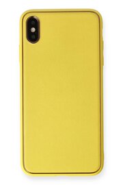 CepteToptan iPhone XS Max Kılıf Coco Deri Silikon Kapak - Sarı - DROPX1304-3823